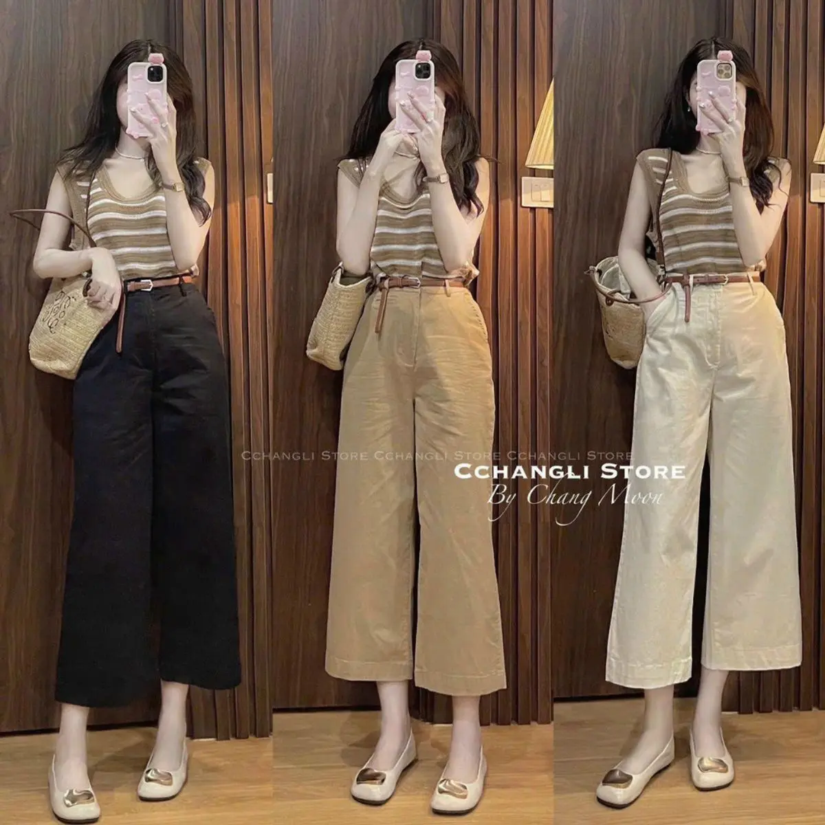 Quần Kaki Ông Rộng Dáng Lỡ Bản Cạp Cao Sang Chảnh, Chất Vải Mềm Mại, Đường May Tỉ Mỉ, Chắc Chắn