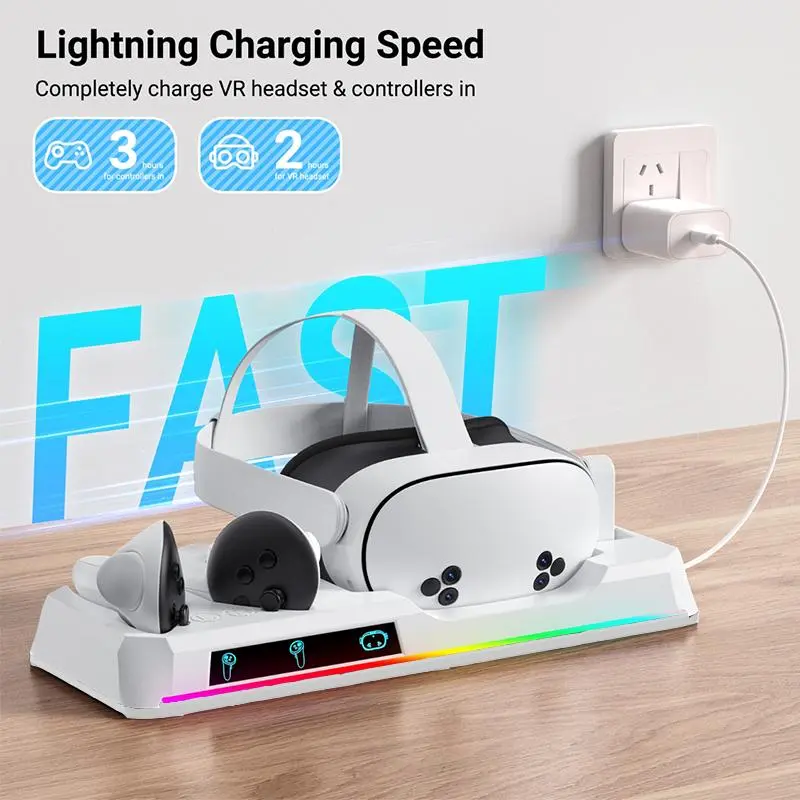 Fast Charging Dock Compatible with Quest 3 VR Headset & Controller, Charging Station Set with 2 Rechargeable Batteries (Not Compatible with Quest 2) 2