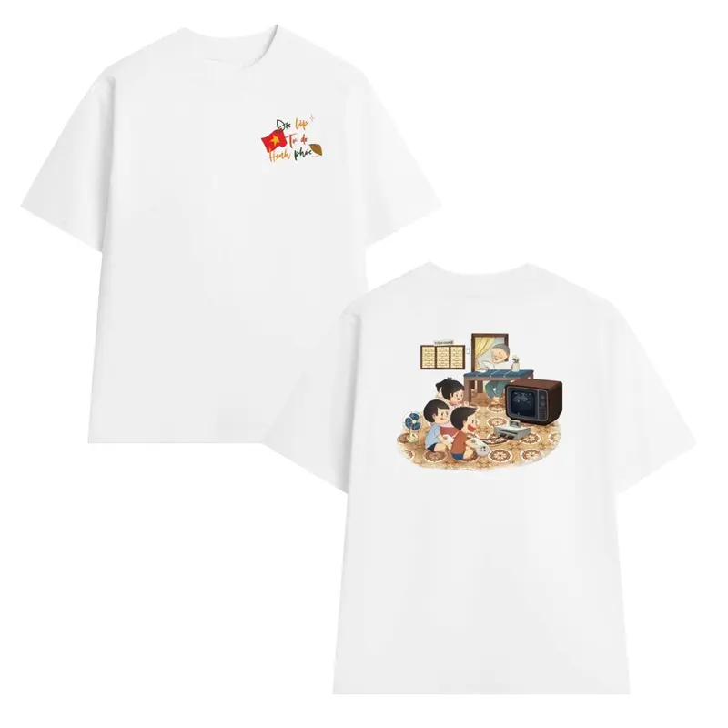 Áo thun UNISEX OVERSIZE in hình tranh vẽ yêu nước trò chơi Vintage chất Cotton mềm mịn 0