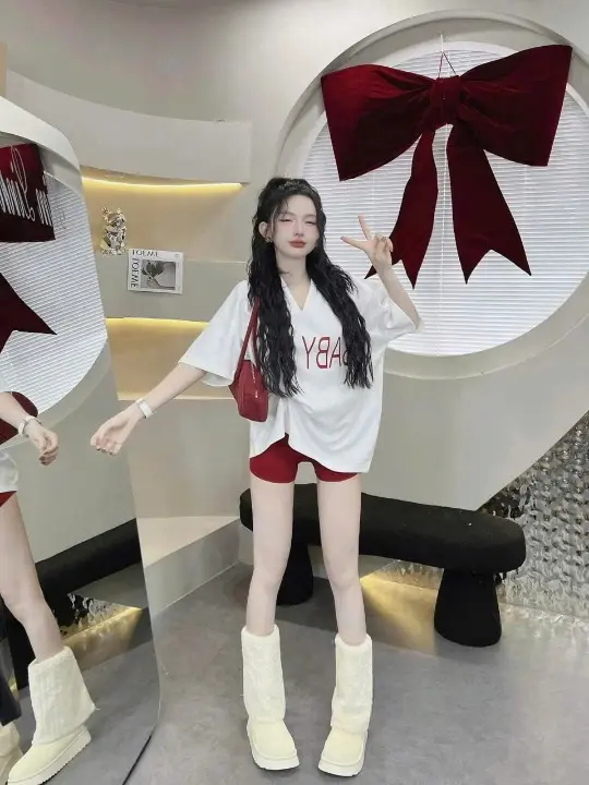 Set bộ áo BABY-BOO CỔ V kèm quần đùi FORM RỘNG (MỎNG NHẸ, GIÁ RẺ BÌNH DÂN) hot trend Top Women 6