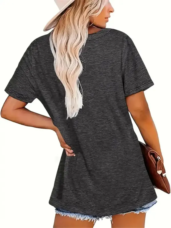 Women's Sun & Moon Print Round Neck Graphic Tee, Summer Clothes Women, Casual Short Sleeve T-Shirt for Summer, Women's Top for Daily Wear 8