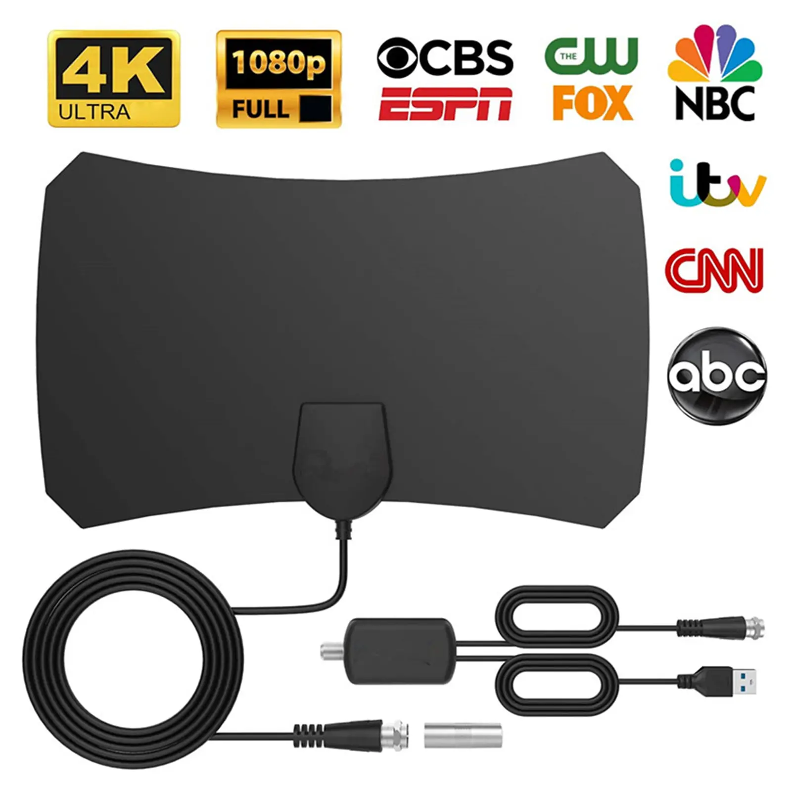 1 Set 3600 Miles TV Antenna High Gain HD-compatible Transmission Wide Range High-resolution Stable Output Signal Reception 4K 1080P Digital HDTV Antenna Indoor Aerial for Home