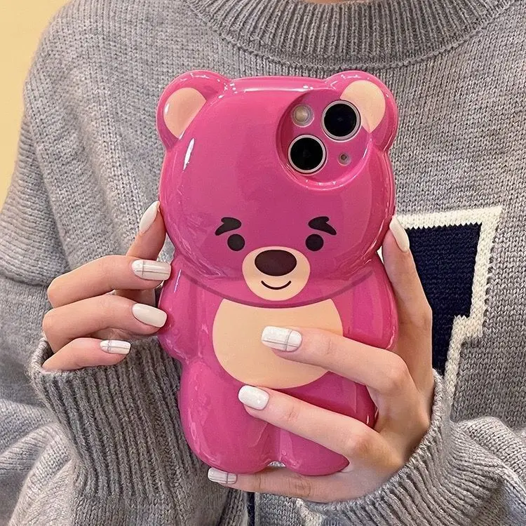 Ốp Điện Thoại, Thiết Kế Hình Gấu Dâu Tây Ba Chiều Dễ Thương, Tương Thích Với iPhone 15Promax Và iPhone 14 Mới, Ốp Mềm Apple 13, 12 Và 11, Thích Hợp Cho Nữ
