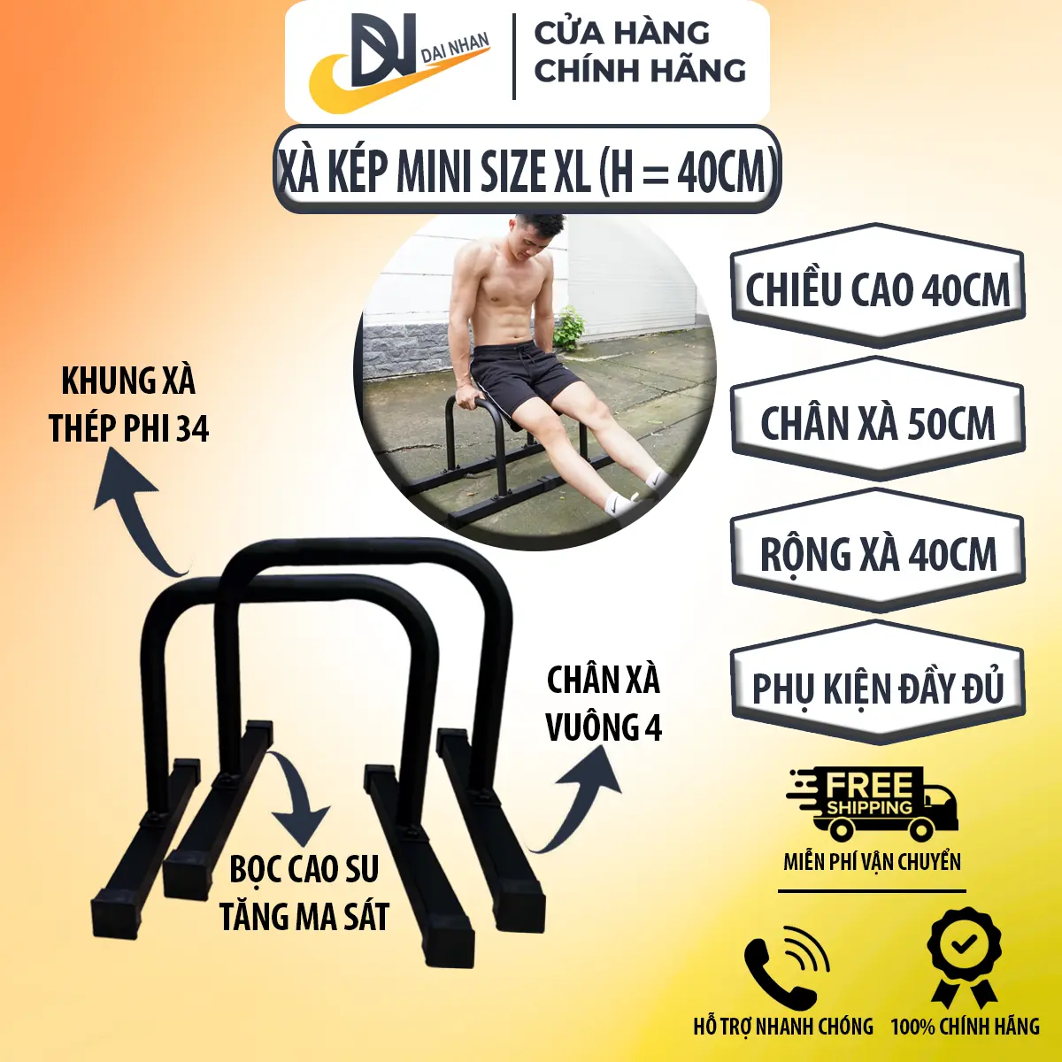 Parallettes XL (Cao 40cm) calisthenics-Xà kép-Hàng Chắc Chính hãng Đại Nhân