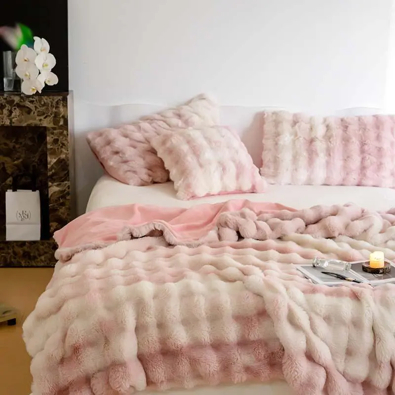 Solid Color Faux Fur Blanket, 1 Count Soft Comfortable Warm Throw Blanket, Air-conditioned Room Blanket, Warm Nap Blanket for Home & Office, Valentines Gift for Her