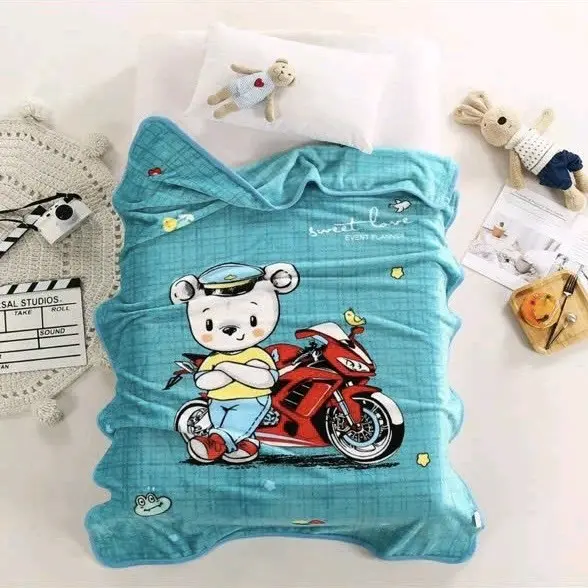 Chăn lông tuyết cho bé, họa tiết hoạt hình, mềm mại kích thước 1mx1m4 nặng 400g 0