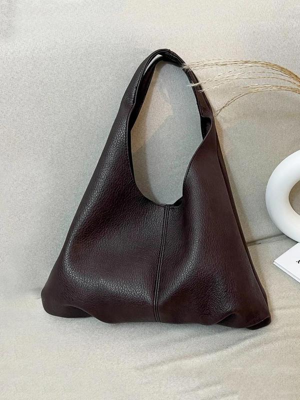 Women's Minimalist Casual Plain Tote Bag,  Everyday Bags, Fashionable Pu Leather Large Volume Shoulder Bag with Makeup Storage Bag for Work & Daily Use, Valentine's Day, Gift 2