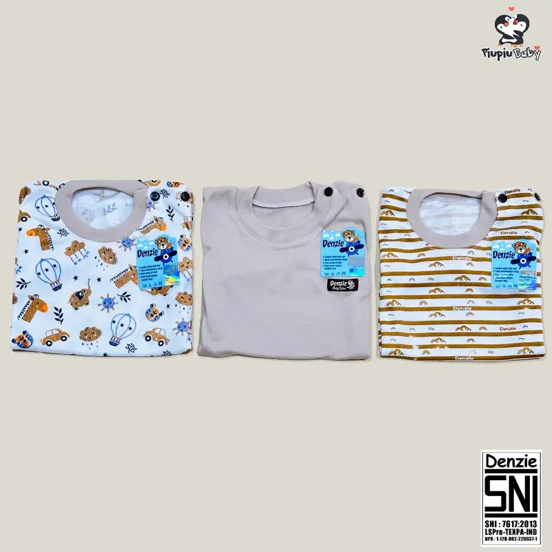 Top 1 DENZIE - 3 Set Baju Bayi Seri Coksu Pendek Kancing Bahu Usia 3-24 Bulan Motif Karakter & Polos Unisex Laki-Laki Dan Perempuan Parsel 6