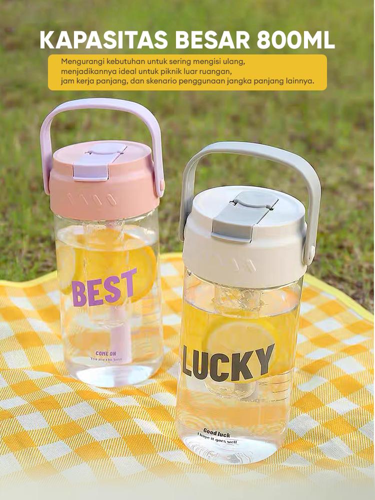 ANGOLA Botol Minum W03 Infused Water Tumbler Travel Dengan Sedotan dan Penutup Anti Tumpah Sekolah Kerja Kantor Olahraga Gym