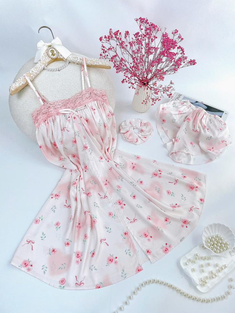Product Introduction of Đầm ngủ 2dây bigsize phối ren in hình dễ thương chất liệu lụa latin cao cấp thoáng mát. 12