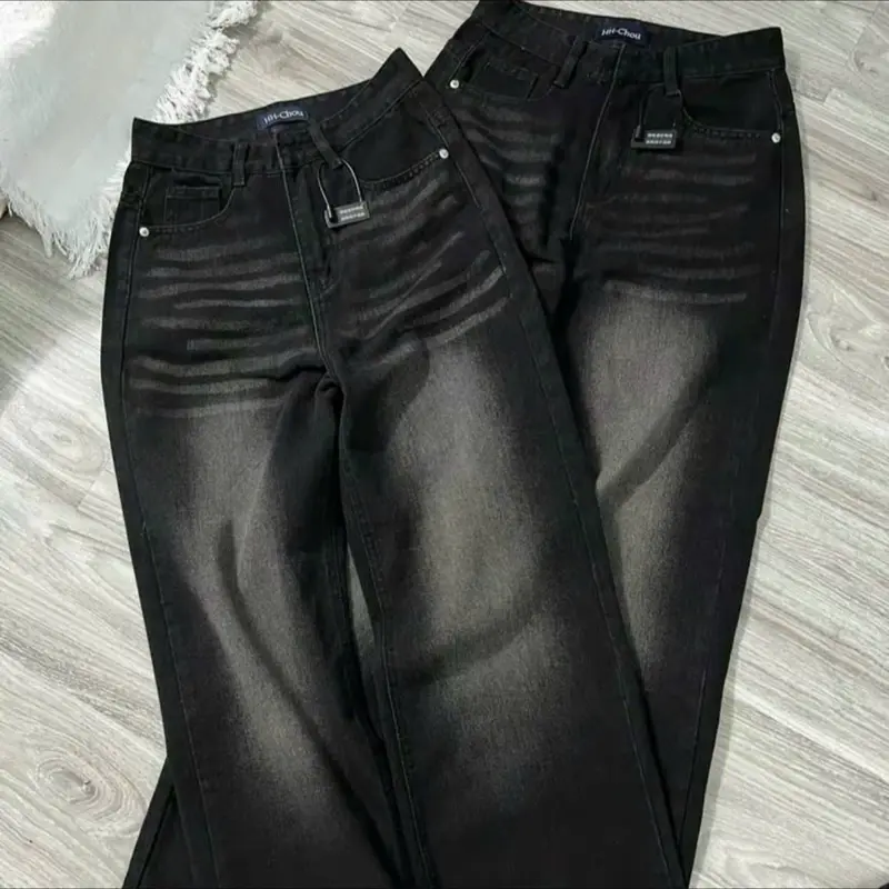 QUẦN JEANS SUÔNG [ ĐEN TUYỀN] CHẤT XỊN CÓ CHUN SAU bigsize 55-70kg 4