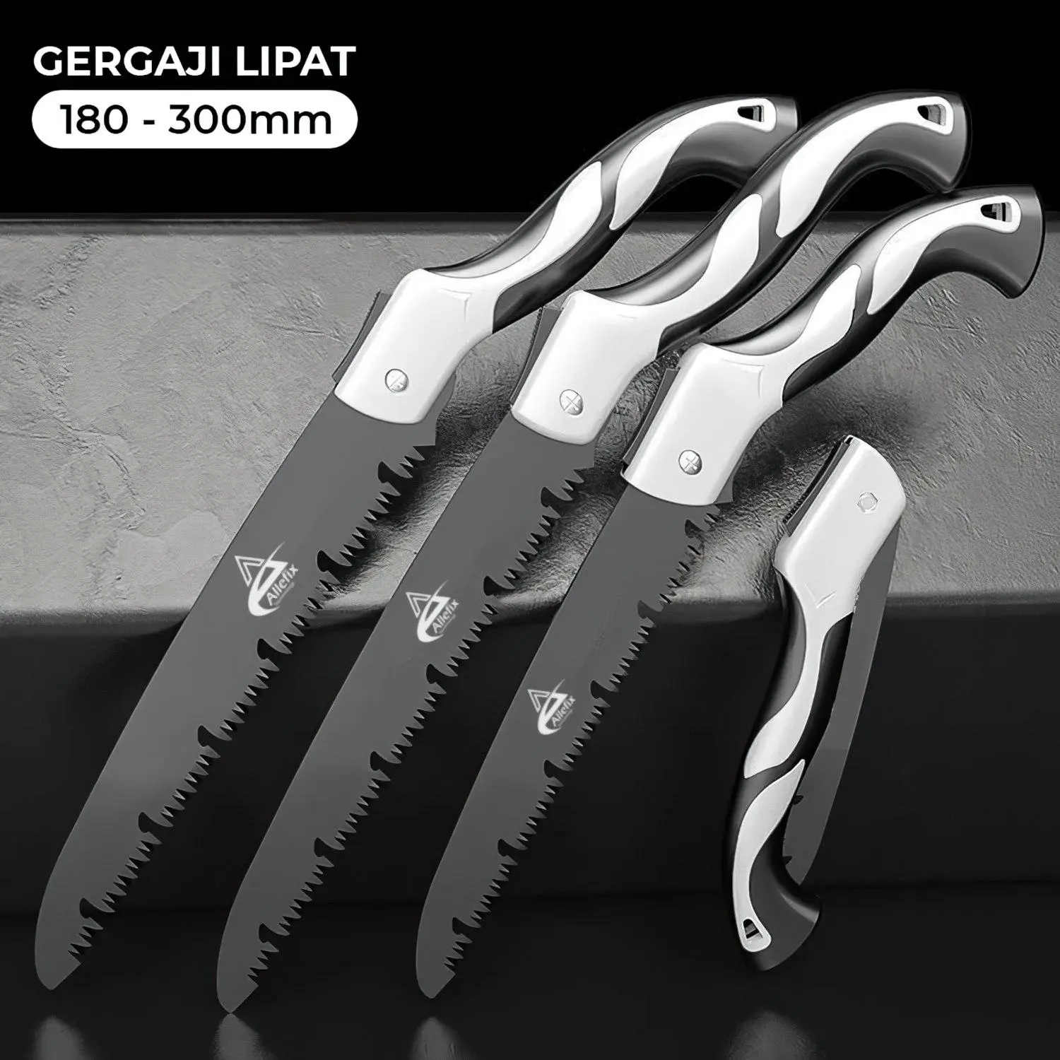 Gergaji Lipat Portabel 180-300MM dengan Pegangan Silikon Anti Selip - 6674 ger gaji