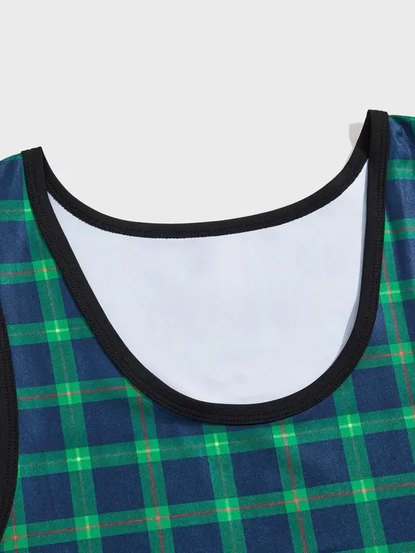 Men's Plaid Print Tank Top, Regular Fit Casual Comfy Sleeveless Top for Daily Wear, Men's Clothes for All Seasons 2