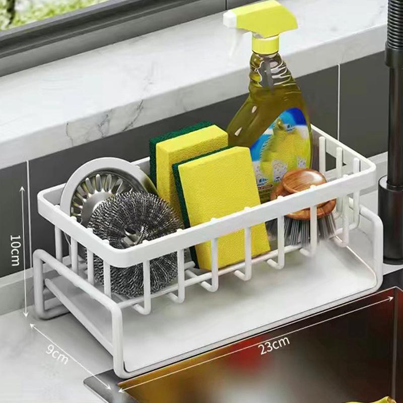 Product Introduction of BP MALL Black White Gray Sponge Drainer Rack Stainless and Plastic Kitchen Organizer Bathroom Sink Rack Soap Holder Organizer Rack Aluminium Wall 25