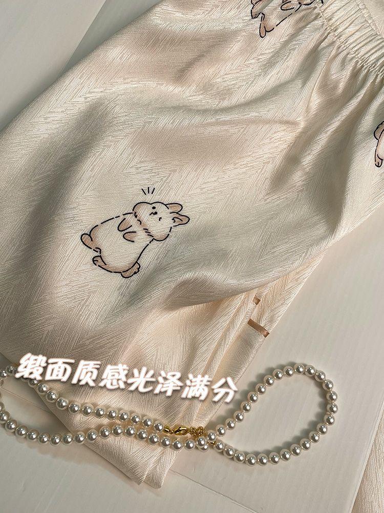 Product Introduction of Bộ Đồ Ngủ Dài Tay Lụa Lạnh Cao Cấp Phong Cách Pháp, Dành Cho Nữ, Bộ Sưu Tập Mùa Xuân Và Mùa Thu, Quần Dài Mới, Thích Hợp Cho Học Sinh, Bộ Đồ Mặc Nhà, Năm 2024 14