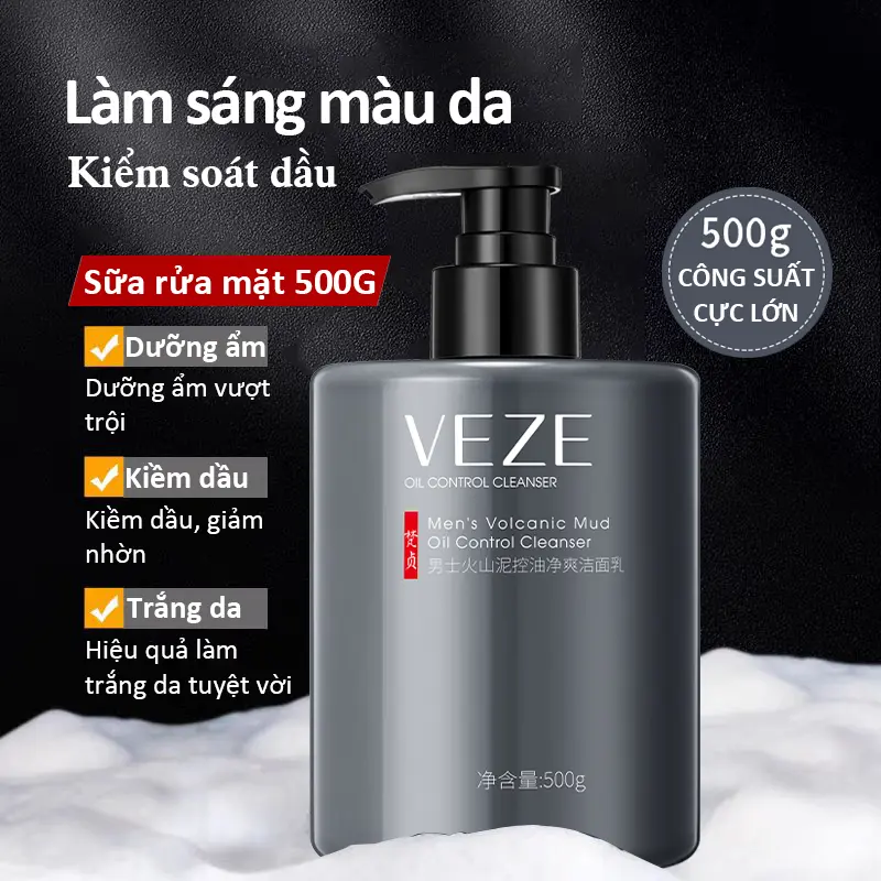Sữa rửa mặt dành cho nam làm trắng da sạch mụn kiểm soát dầu và làm sạch sâu-500ml