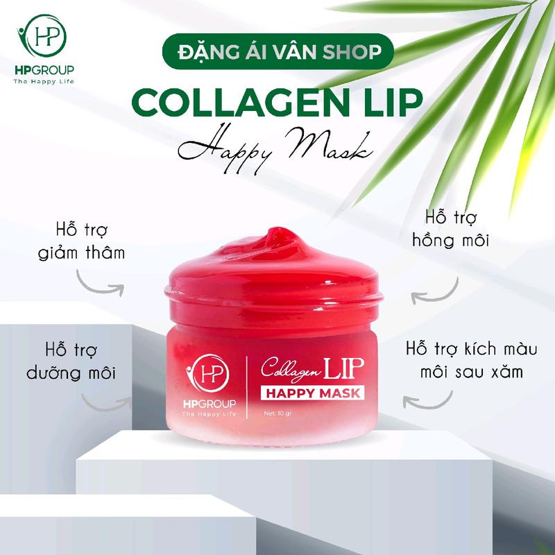 [Tặng Mặt Nạ Lấy Son] Combo 02 Ủ Môi COLLAGEN LIP Happy Mask HP GROUP 10g Hỗ Trợ Làm Hồng Môi, Mềm Môi và Giảm Thâm Môi Cosmetic Son dưỡng lựu đỏ Nữ Women  có màu 3