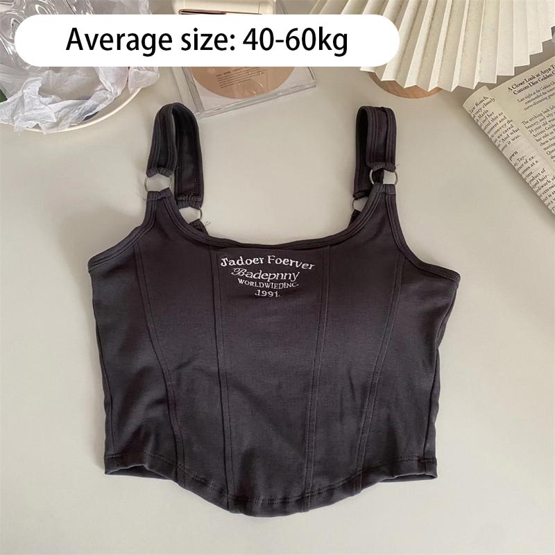 Product Introduction of Y2K Hot Girl Camisole With Chest Pad American Style Retro Cropped Top Vest Tank Top Womenswear Summer Women's Tops Sling 0