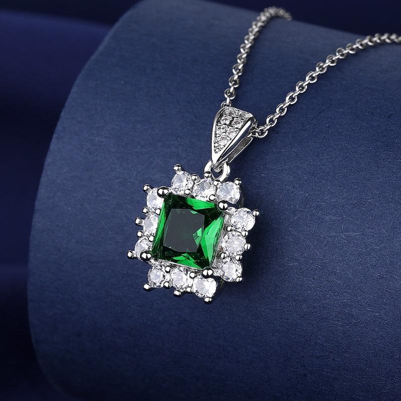 [with Gra Certificate] Fashion Emerald Jewelry Set Green Ring Necklace Ear Stud 3