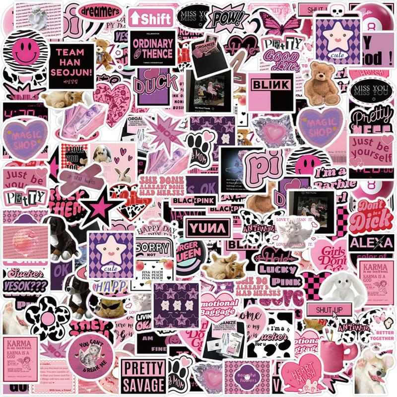 10/50pcs Black Pink Stickers Edgy American Style Sassy Quote - TikTok ...