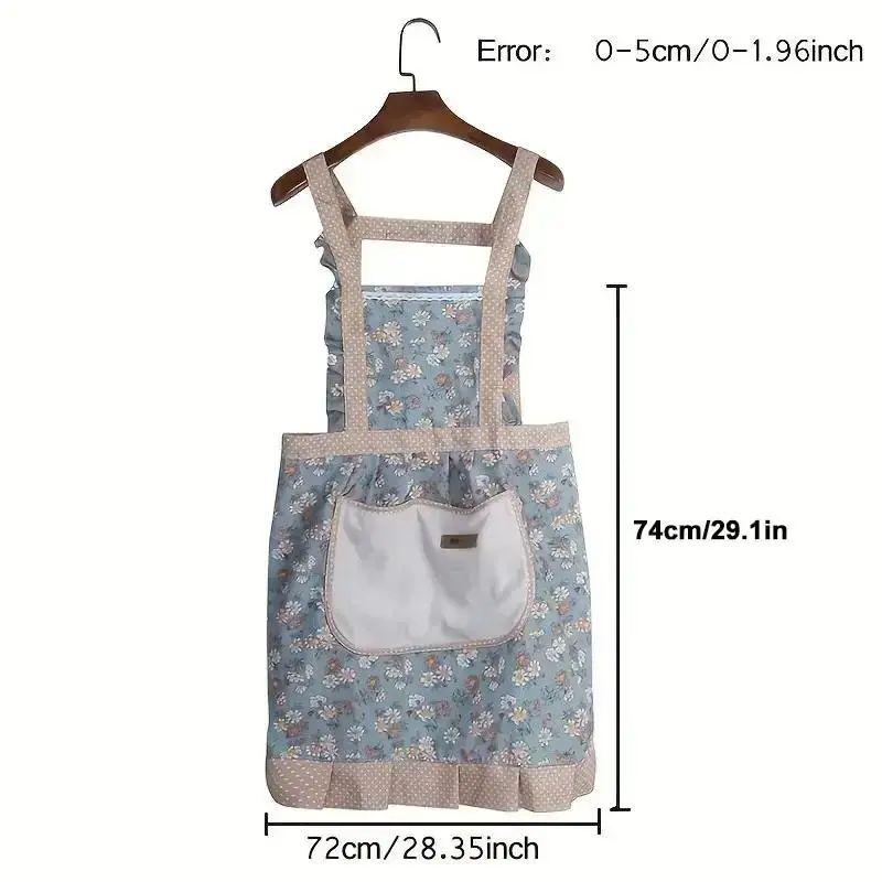 Flower Pattern Apron with Pocket, Waterproof Apron for Women, Kitchen Cooking Products 8