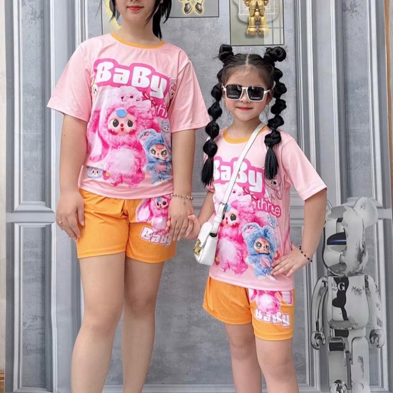 10- 45kg Thời trang mẹ và bé. Bộ cộc tay quần đùi cho bé gái và mẹ. Chất thun lạnh thái in hoạ tiết hoạt hình xinh xắn dễ thương chất mềm mịn mặc mát thấm hút mồ hôi