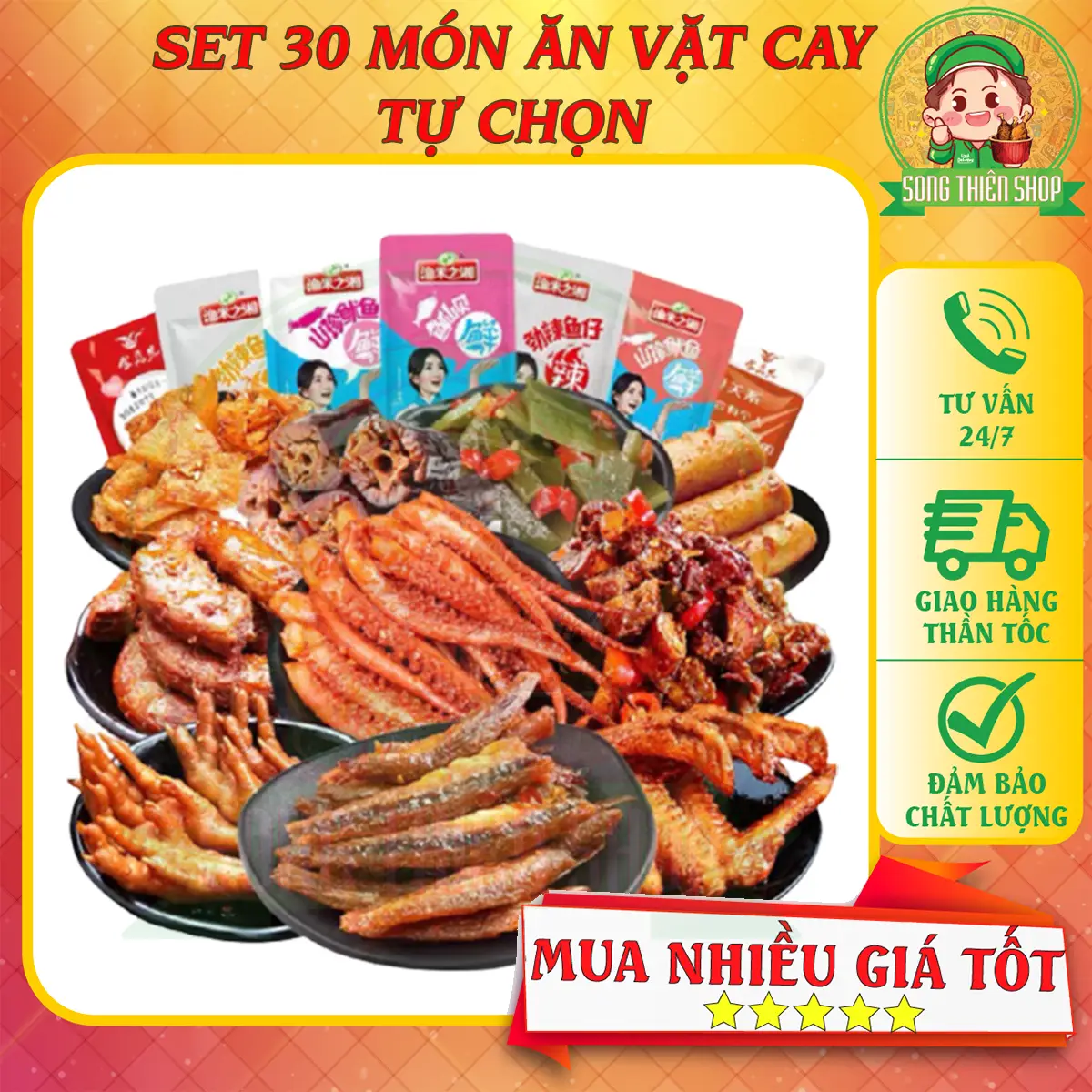30 món ăn vặt n.ội đ.ịa T.rung s.iêu cay tự chọn (thanh cua, đậu hũ..)