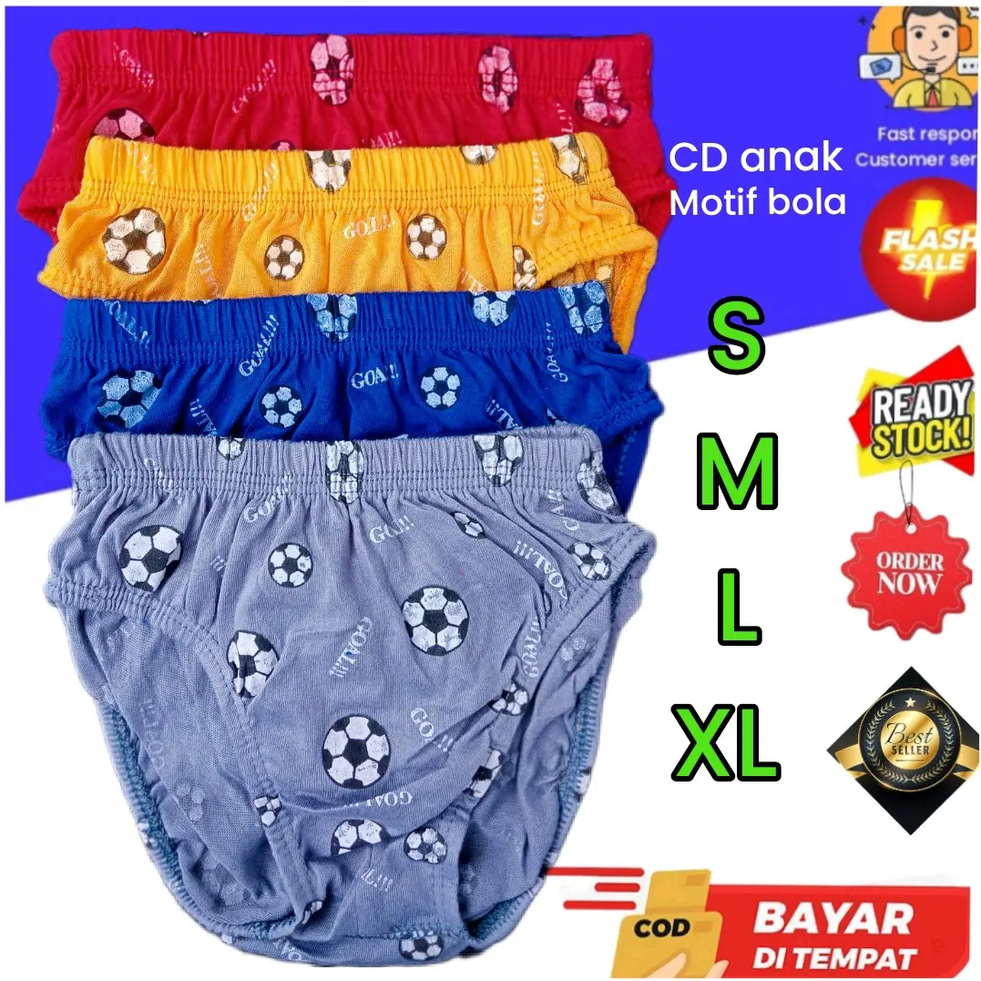 12pcs celana dalam anak laki laki motif bola CD anak cowok