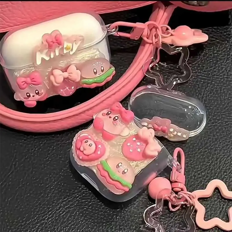 Vỏ bảo vệ tai nghe Kawaii Kirbys Bluetooth , vỏ silicon mềm dễ thương Y2K Airpods Pro Airpods1 / 2 / 3, phim hoạt hình, quà tặng cho bé gái, đồ chơi 4
