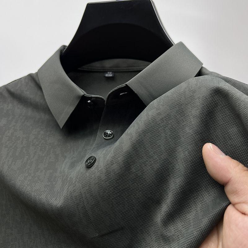  Áo Thun Ngắn Tay Lụa Lạnh Cao Cấp Áo Sơ Mi Nam Có Cổ Thương Hiệu Thời Trang Mùa Hè Thiết Kế Rằn Ri Áo Polo Không Đường May Tay Lửng 
