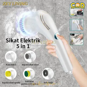 〖ZEY〗Sikat Elektrik 5 in 1 Handheld Sikat Kamar Mandi Rotasi 360 Derajat Kebisingan Rendah Tahan Air