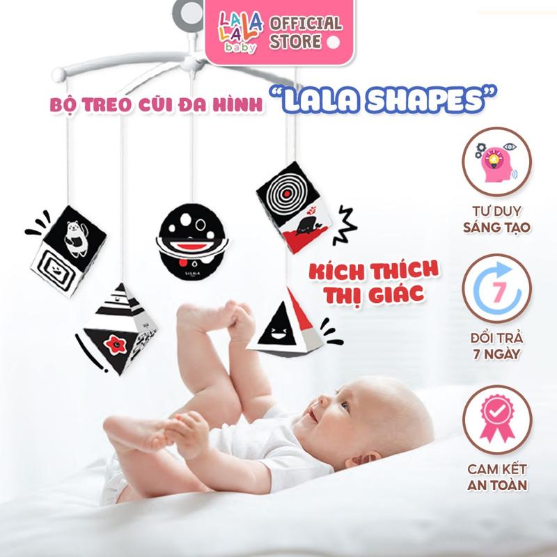 [KOL] Đồ chơi treo nôi 5D kích thích thị giác Lala Shapes treo cũi đen trắng đỏ cho bé sơ sinh của Lalala baby