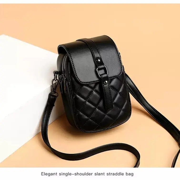 HM - Tas Selempang Wanita Bahan Kulit Premium Tas HP Tas Mini Wanita Motif Jahit Terbaru Kulit PU