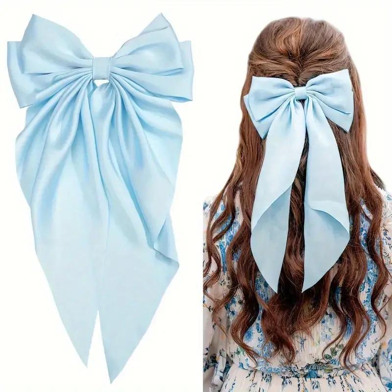 Solid Color Bow Decor Hair Accessories (8 Counts/set), Simple Headwear for Party & Daily 3