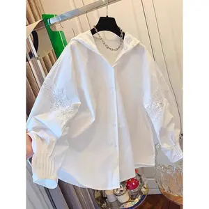 FADFAD Atasan Kemeja Longgar dengan Lengan Panjang Kasual Wanita