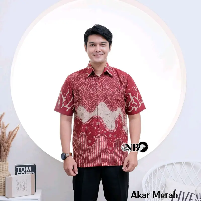 LAKUNA BATIK Baju batik pria dewasa modern baju batik cowok lengan pendek bahan Katun Nyaman Hem 1