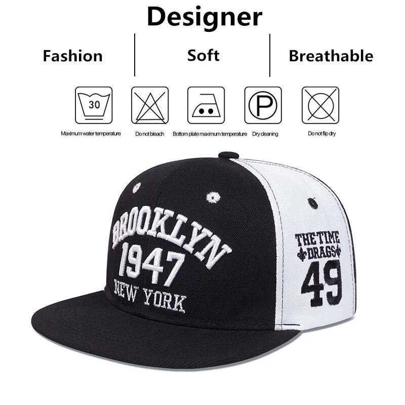 Product Introduction of Mũ Hip-Hop Thêu, Unisex, BROOKLYN 1947, Mũ Bóng Chày Ngoài Trời, Có Thể Điều Chỉnh, Phong Cách Thường Ngày Mũ Chống Nắng 11