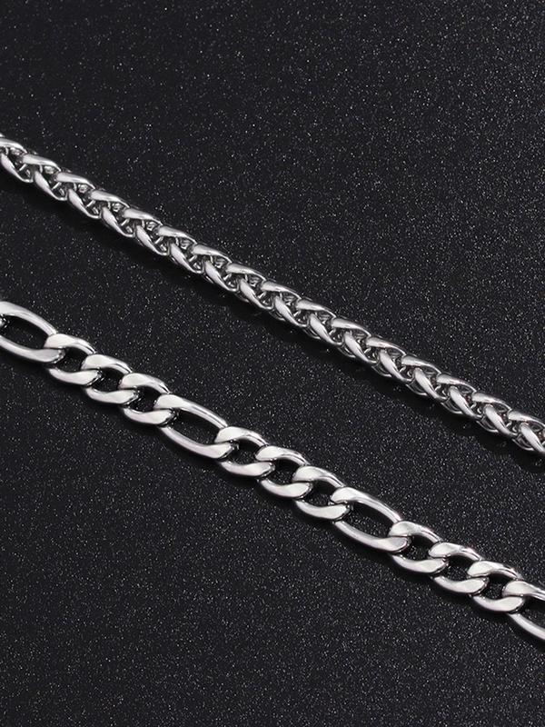 Men's Simple Stainless Steel Link Bracelet (1 Set), Fashionable 2024 Summer Trendy All-match & Exquisite Jewelry for Birthday Gift for Men,  Bracelet for Men 4