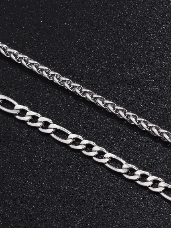 Men's Simple Stainless Steel Link Bracelet (1 Set), Fashionable 2024 Summer Trendy All-match & Exquisite Jewelry for Birthday Gift for Men, Bracelets Stack for Men 4