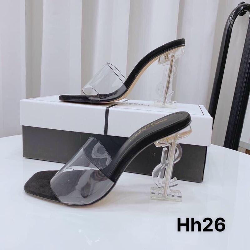 Sandal Quai Trong Gót Y s Trong 9P Dép Cao Gót Size 35-39 Chiều Dài 22-24.5cm Chất Liệu Trong Suốt Phù Hợp Giày Thường