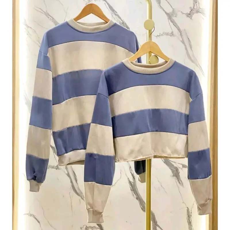 Couple Pocky Combi Oversize Korean Style Sweater Couple Atasan Crop Terbaru Fleece Kombinasi 1