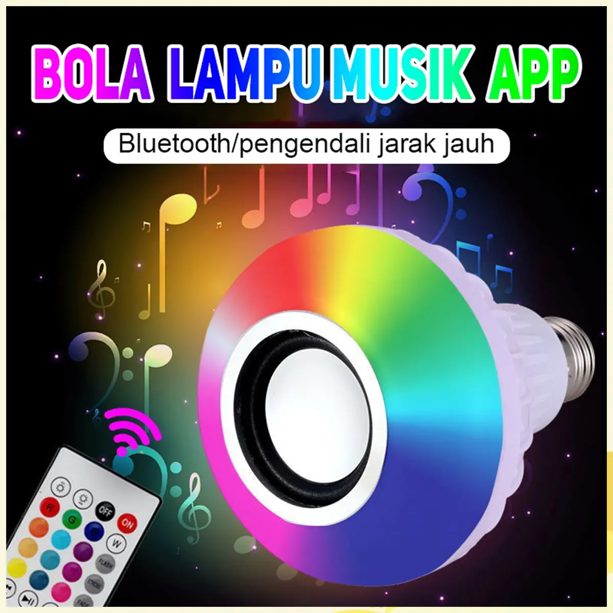 Lampu Bohlam Speaker Musik Bluetooth RGB / Lampu Speaker LED Remote Musik / Bohlam Speaker Bluetooth 2in1 / Lampu Musik Wireless RGB