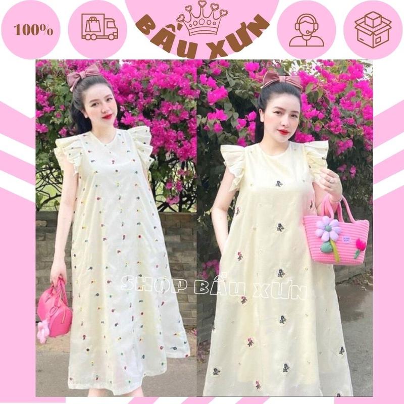 [BẦU XƯN M177] ĐẦM BẦU BABYDOLL THIẾT KẾ HOA XINH TƯƠI CHO MẸ BẦU- VÁY BẦU RẺ ĐẸP ĐI LÀM ĐI CHƠI