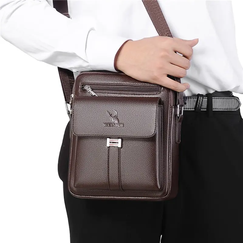 Túi Thời Trang Sức Chứa Lớn Cho Nam, Túi Đeo Vai Đơn Retro, Túi Công Sở, Túi Đưa Thư Bằng Da PU