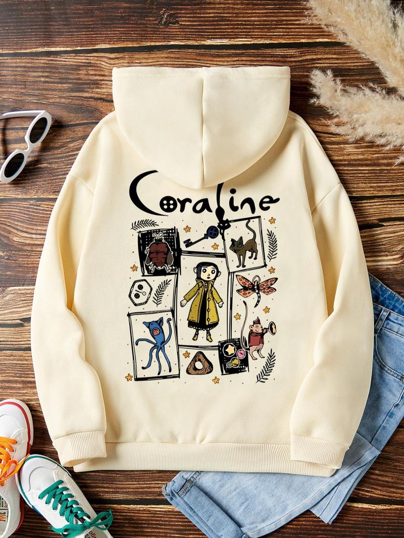 Product Introduction of Women's Cartoon Graphic Print Hoodie, Casual Cute Trendy Comfy Long Sleeve Hooded Sweatshirt for Fall & Winter, Women's Clothes for Daily Wear 1