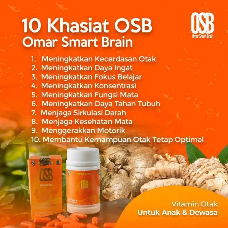 OSB KAPSUL ORIGINAL BPOM 1 botol/60 Kapsul OMAR SMART BRAIN ANAK PINTAR SEHAT DAN CERDAS Kesehatan Otak 4