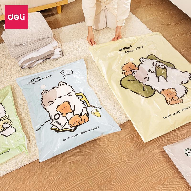 Túi hút chân không đựng quần áo chăn màn Deli, chống nước, tránh ẩm mốc, chất liệu dày gấp đôi van chống thoát khí, chống nước tránh ẩm nấm mốc quần áo, túi đựng chăn màn quần áo Bag Hoa