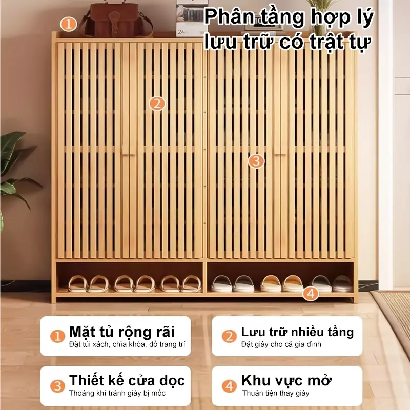 AI Tủ giày 6/7/8 tầng Kệ giày tre có cửa 6