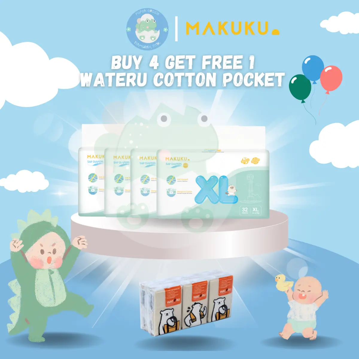 ( ISI 4 ) MAKUKU SAP DIAPERS NEW COMFORT+ POPOK BAYI TAPE / PANTS (NB/S/M/L/XL/XXL)