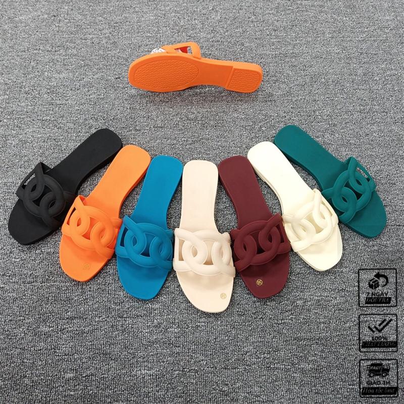 Dép Nhựa Nữ Đế Bằng In Họa Tiết Trái Cây Thời Trang Mùa Hè Cho Nữ 2023 ( Hàng Quảng Châu Cao Cấp) Mũi mở DéP Shoes Hoa